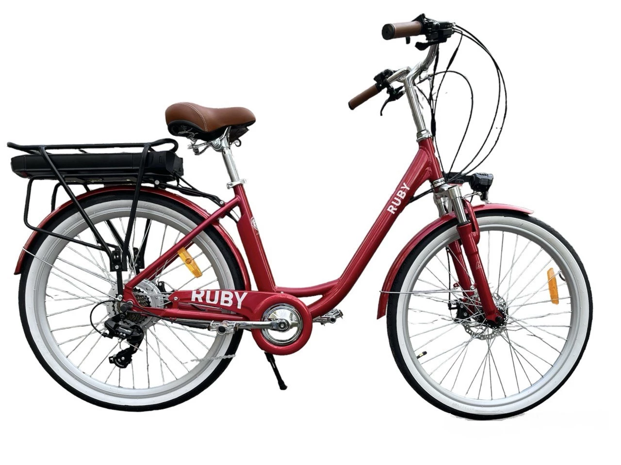Велосипед з електроприводом 26" алюміній Dorozhnik eRUBY AM рама-17" 36B 12.5А*г з кріпл. до багажн. 500Вт задній червоний з крилом St з фарою 2024, ELB-D-26-181
